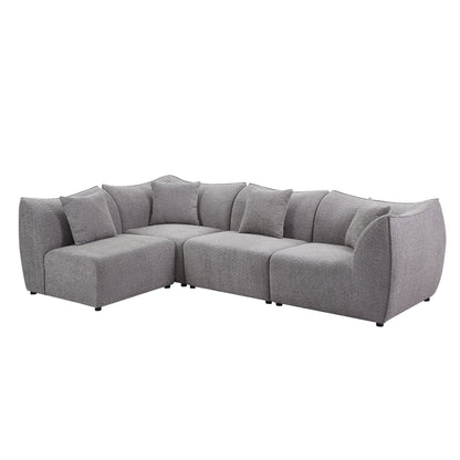 145 inch Modular Sectional Couch 4-Seater Sectional Sofa Convertible Comfy Couches for Living Room Apartment, Office,Grey