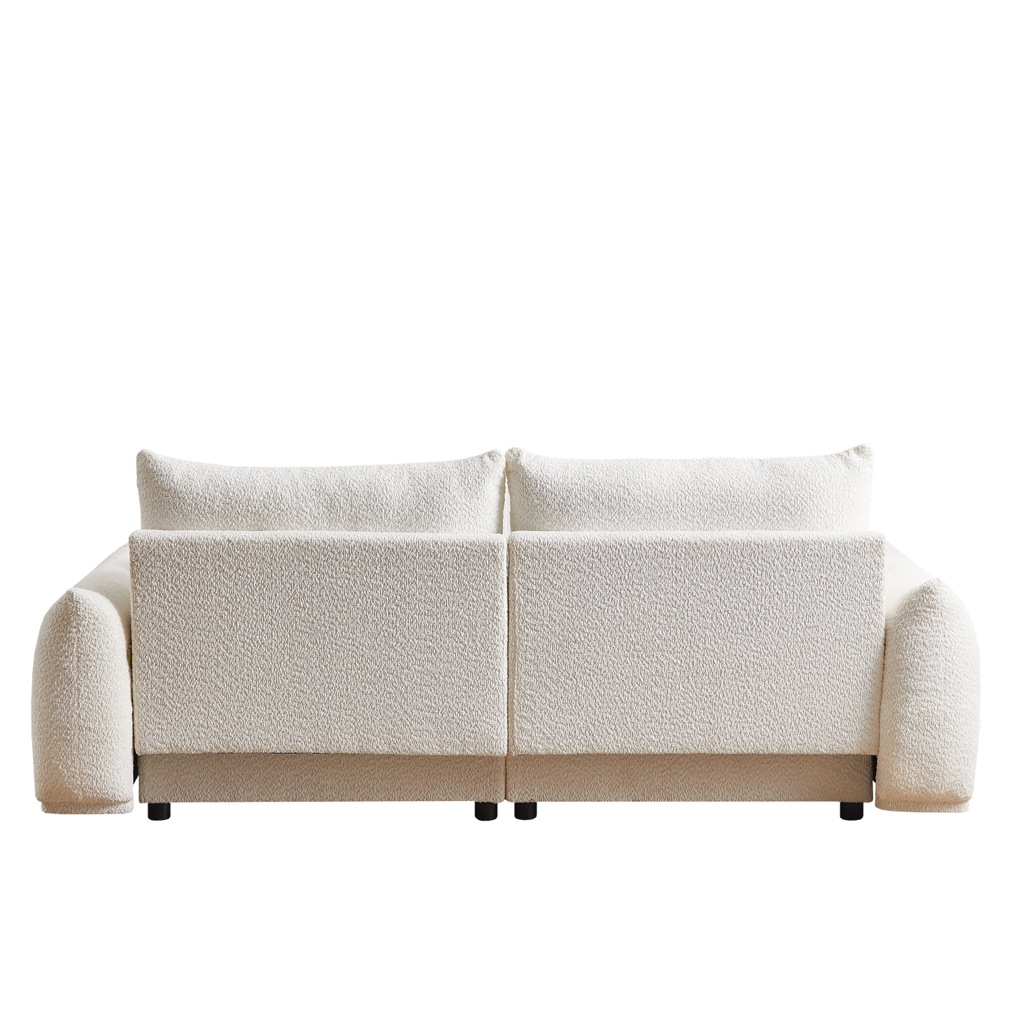 Lamb's wool 2-seater cushion sofa 90'' comfortable sofa for living room Bedroom and other casual spaces Lamb's wool sofa with 2 cushions and 2 ball pillows. (beige)