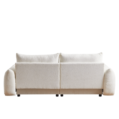 Lamb's wool 2-seater cushion sofa 90'' comfortable sofa for living room Bedroom and other casual spaces Lamb's wool sofa with 2 cushions and 2 ball pillows. (beige)