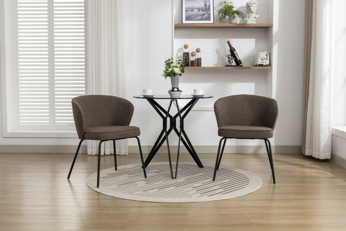 Retro Minimalist Modern Boucle Fabric Dining Chairs