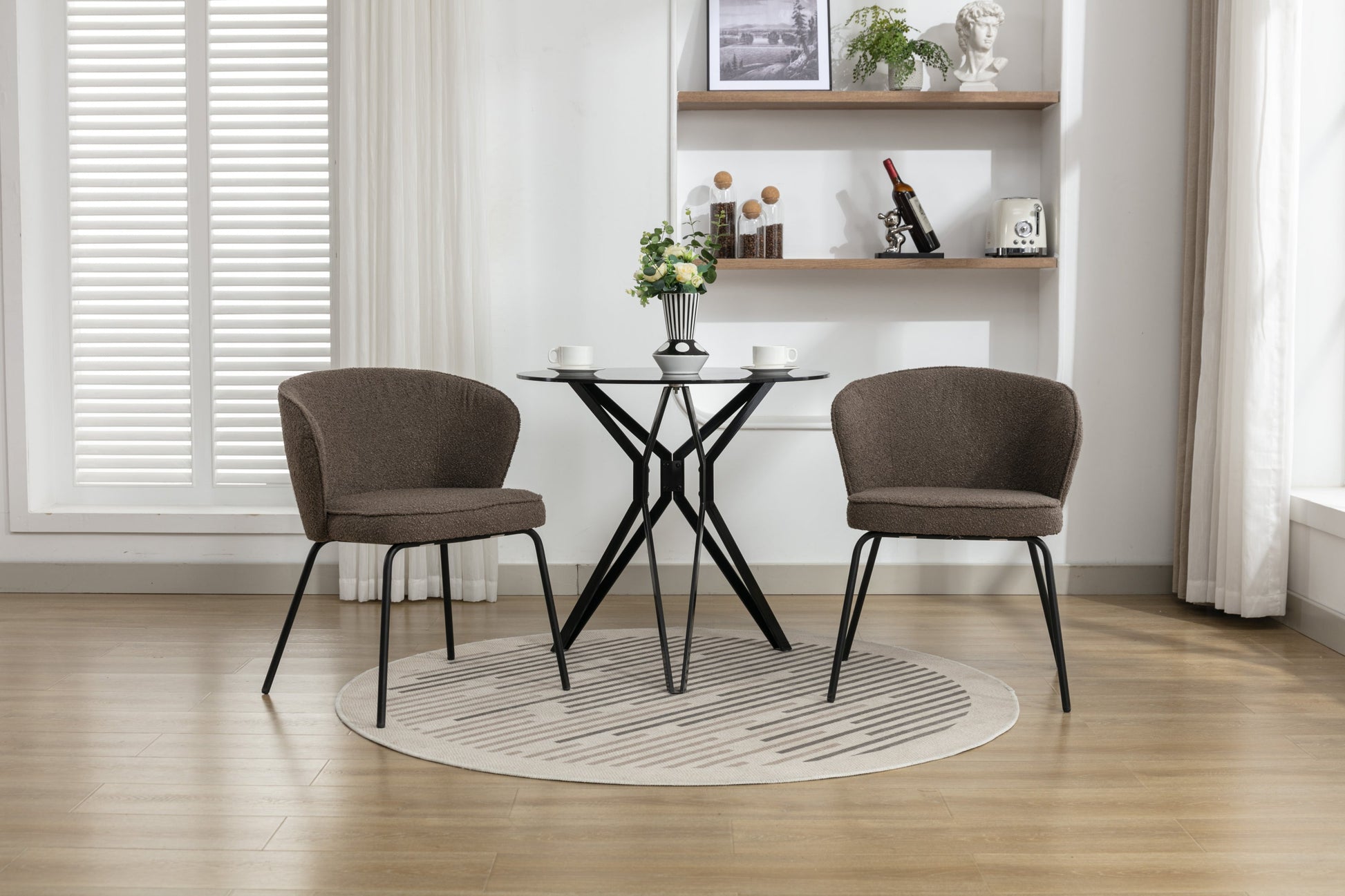 Retro Minimalist Modern Boucle Fabric Dining Chairs