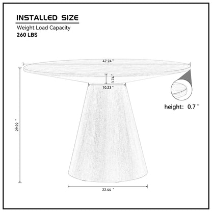 47.24''  Round Modern Style MDF Wood Dining Table in Walnut Suitable for Kitchen, Living Room, Cafe, Milk Tea Shop