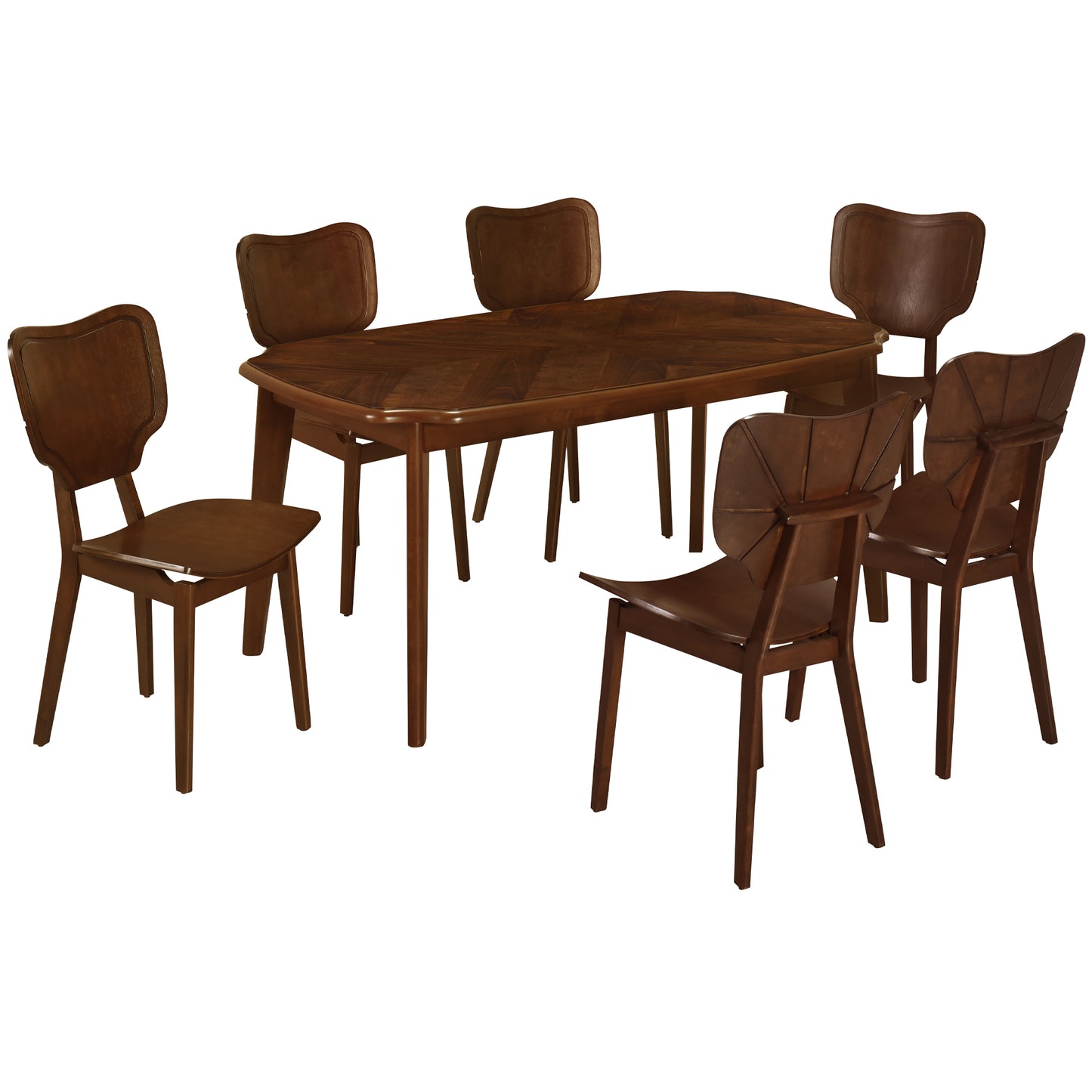 TOPMAX Vintage 7-Piece Dining Table Set with 6 Dining Chairs, Espresso