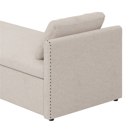 Modern Upholstered Chaise Lounger Daybed Small Single Daybed with 2 Drawers, No Mattress Needed, Perfect For Living Rooms & Home Office, Linen Fabric, Beige