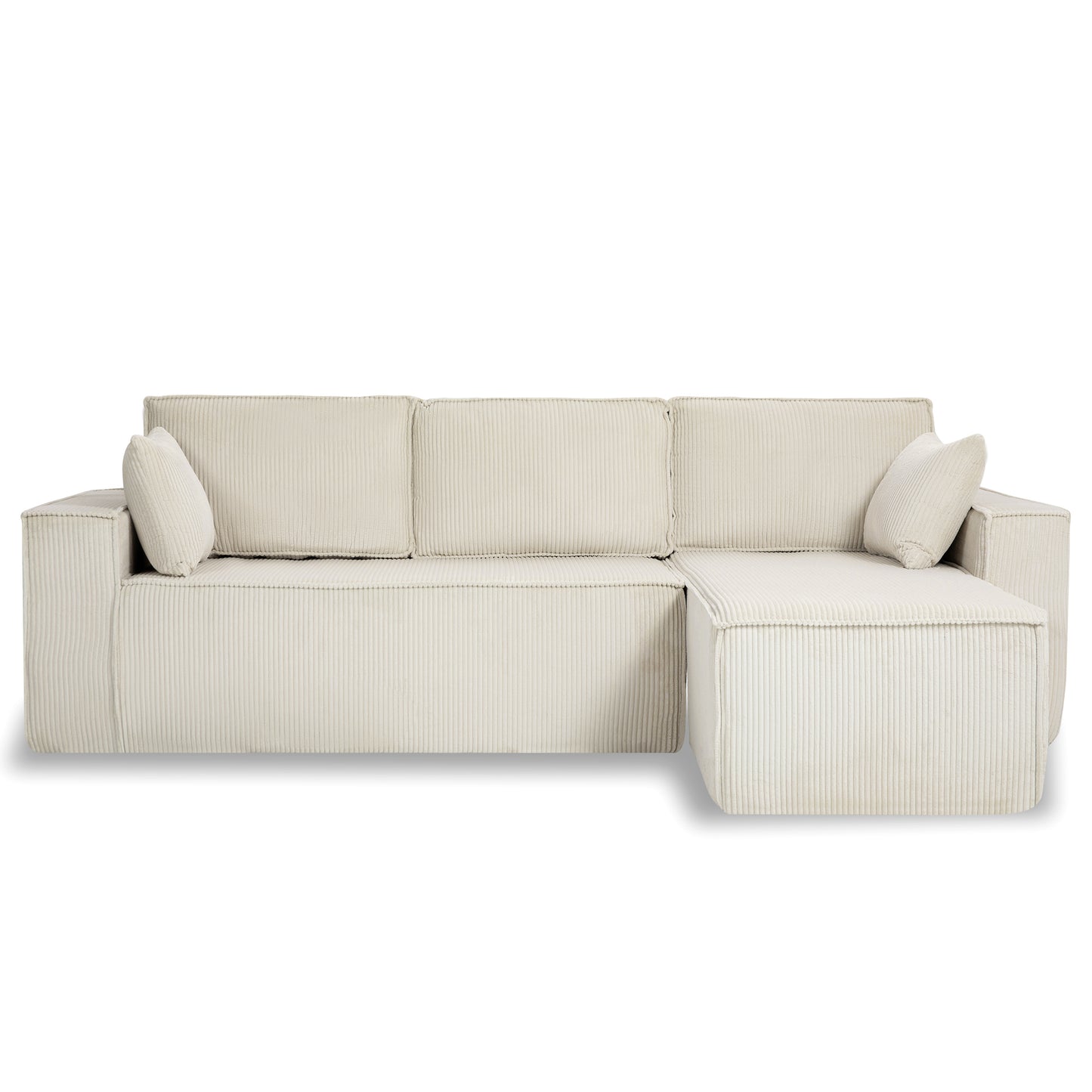 [Video provided] L-Shape Modular Sectional Sofa Couch - Comfy Upholstered Cloud Couch for Living Room - Modern Minimalist Couch,2 PIC Free Combination,No Assembly Required (Beige,Plush Corduroy)