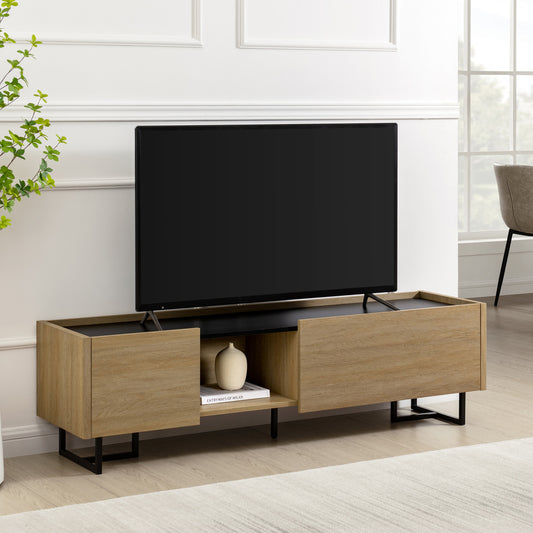 Contemporary Low-Profile TV Stand for TVs up to 65 inches – Coastal Oak