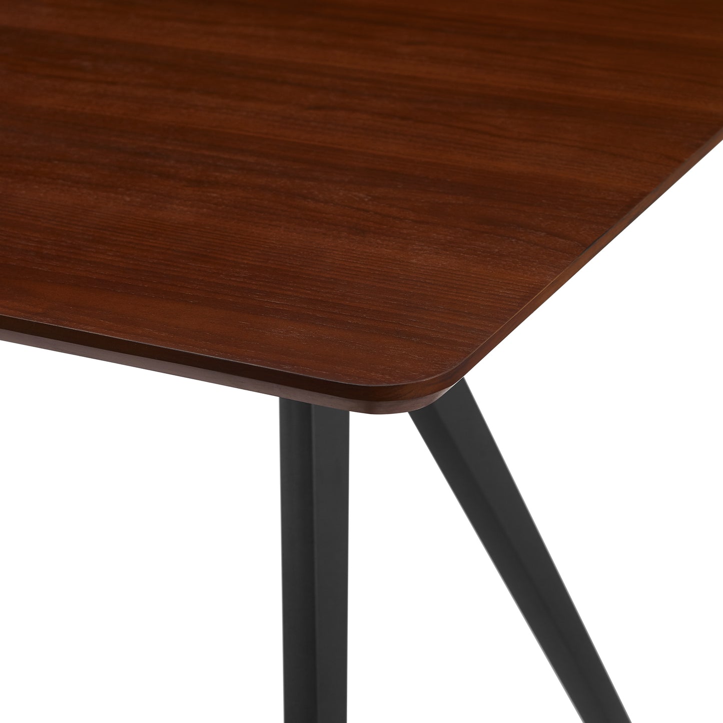 Contemporary V-Leg Veneer Dining Table – Dark Walnut