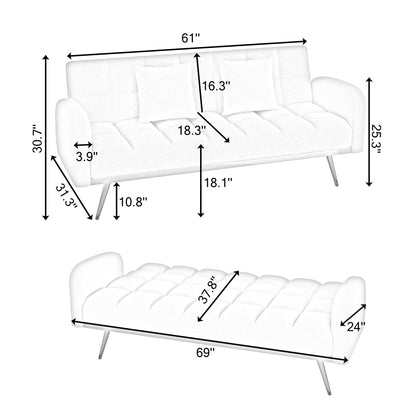 69 "green sofa bed, adjustable sofa teddy 2 throw pillows