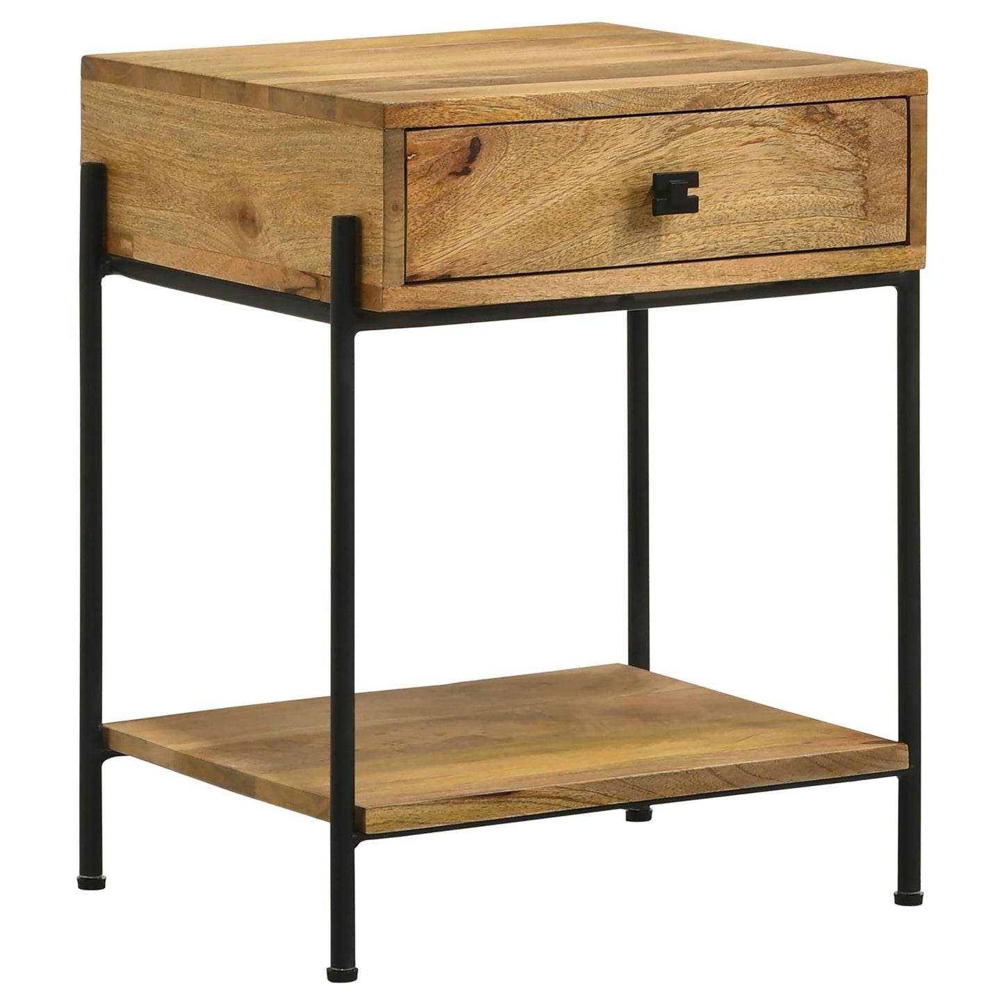 Natural Mango 1-Drawer Accent Table with Bottom Shelf