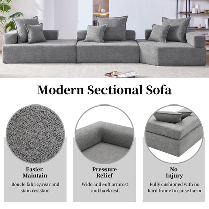 [VIDEO provided][New] Oversized Modular Sectional Sofa,Luxury Boucle Floor Couch Set,Convertible Sleeper Couch,Spacious Foam-Filled Sofa Bed for Living Room,3 PC Free Combination,2 Colors