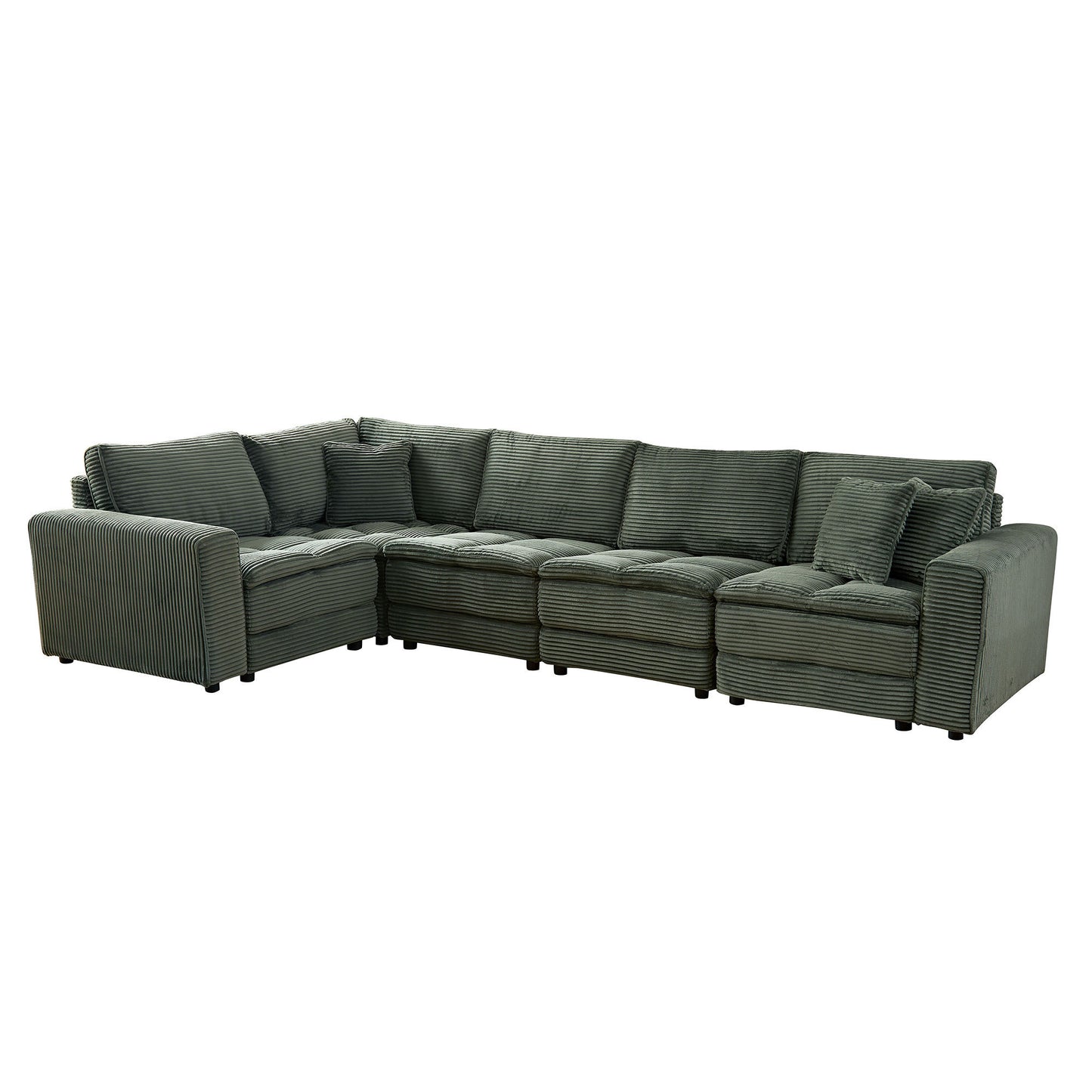 5 Seats,Oversized Sectional Sofa,L Shaped Corner Couch with Detachable Seat & Back Cushion, Corduroy Upholstery Convertible Sleeper Sofa&Couch for Living Room