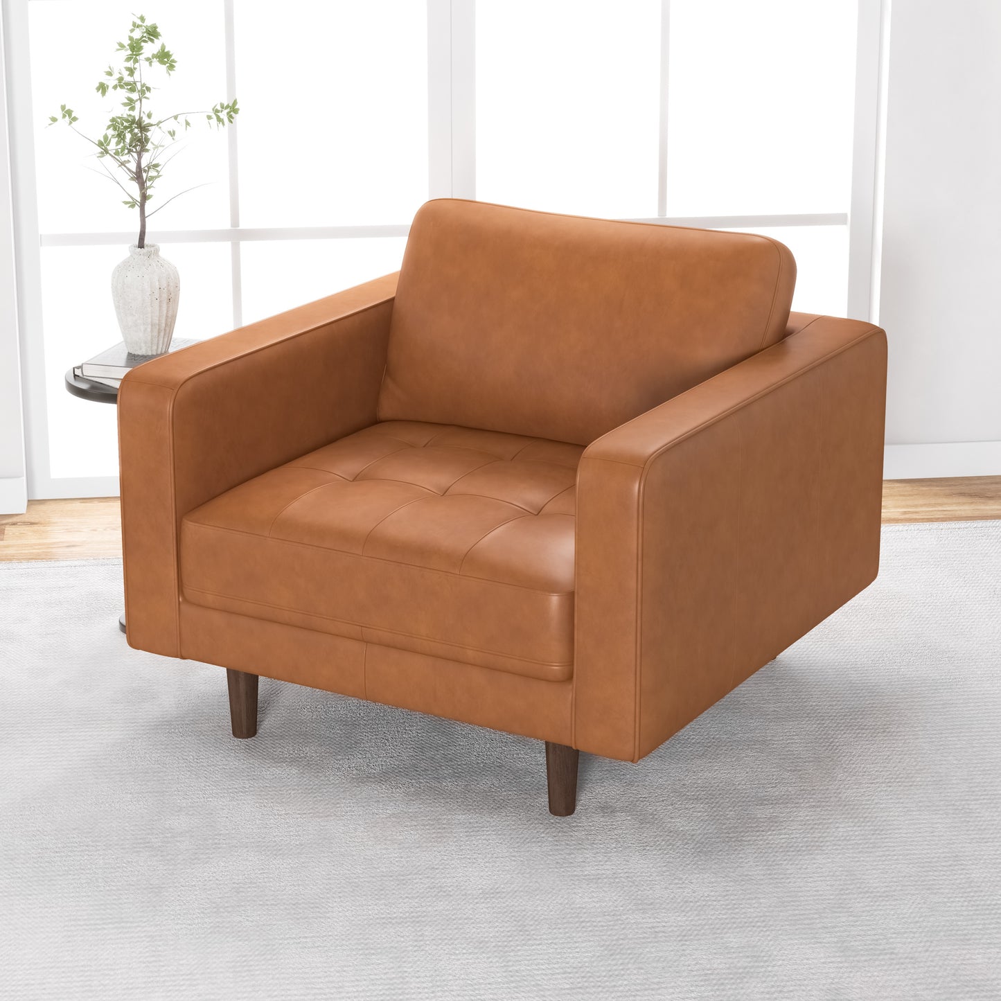 Catherine Leather Lounge Chair (Tan Leather)