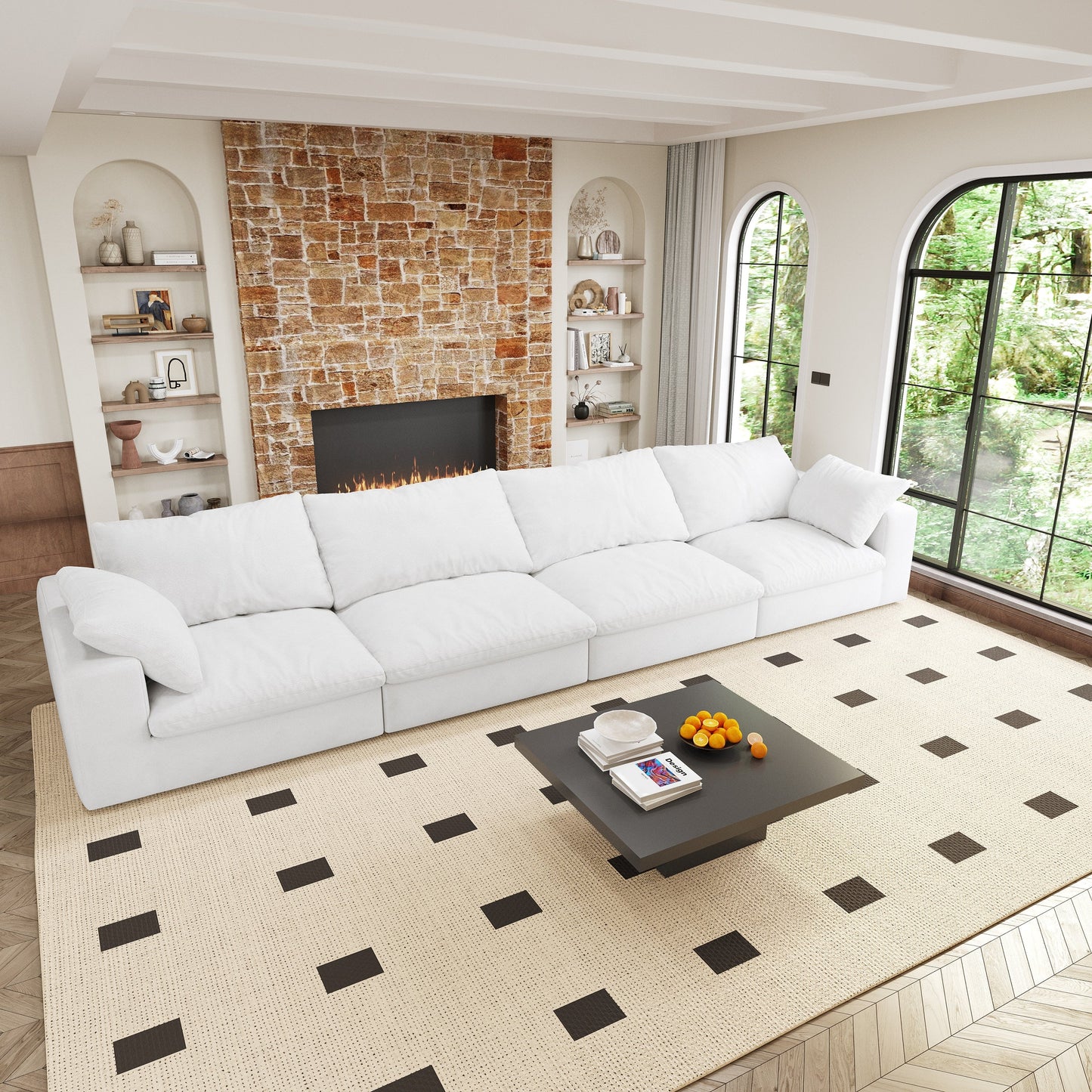 Cloud Modular Sectional Sofa with Storage Ottomans, Down Filled Comfort for Living Room