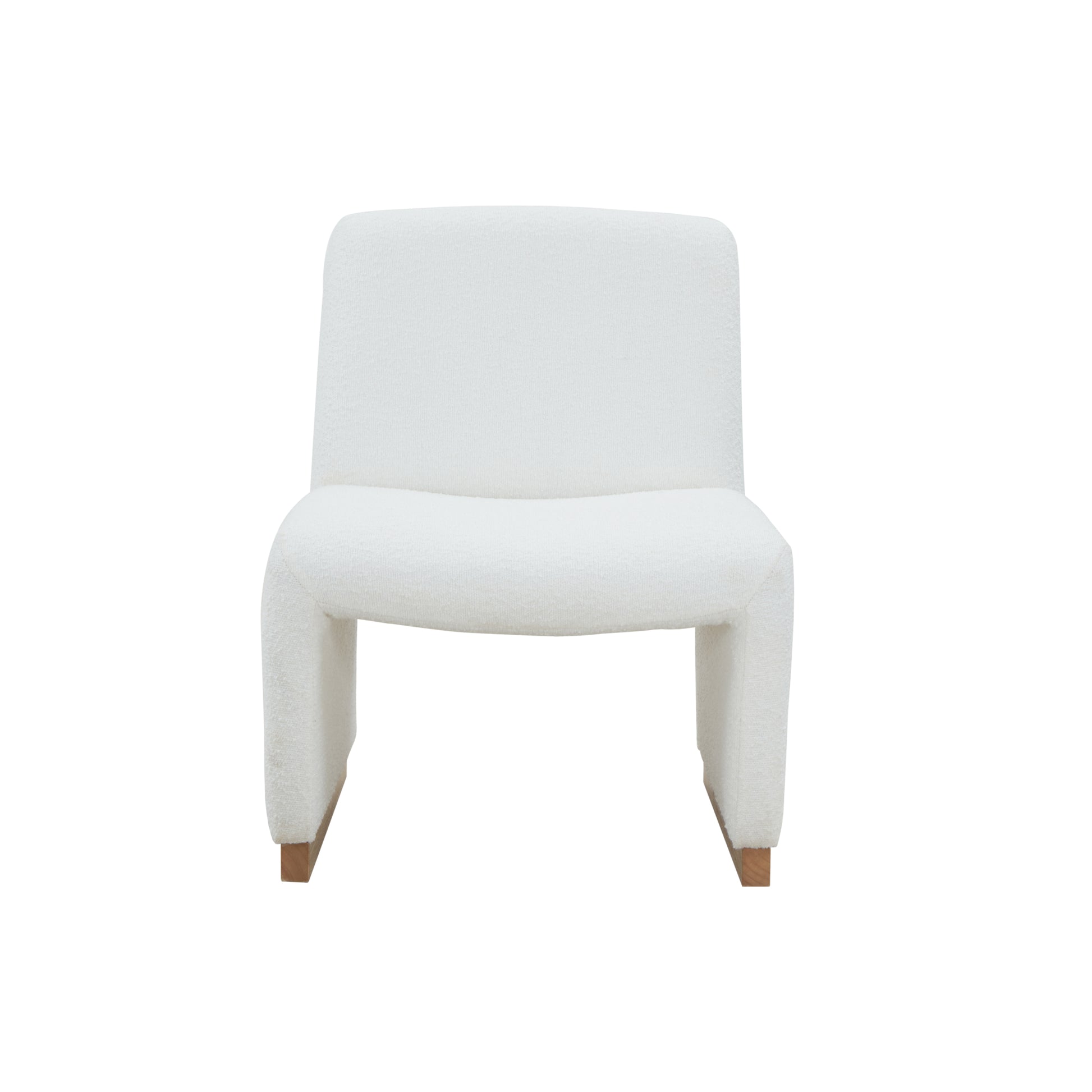 Comfy Accent Chair, Upholstered Slipper Chair, Armless Chair with Wood Legs and Soft Fabric for Living Room, Bedroom, White