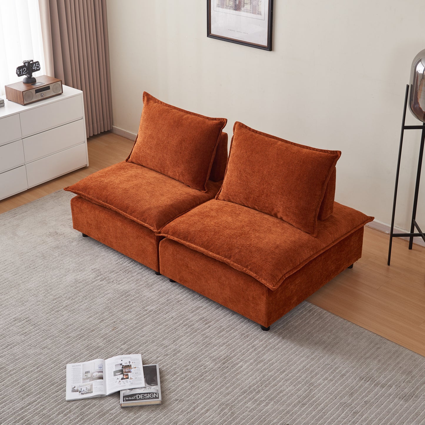 Modern 2-Seater Armless Sofa Couch for Living Room - Modular Design, Ultra-Soft Chenille Fabric, Easy Assembly, Sturdy Frame, Stylish and Comfortable - Perfect for Apartments