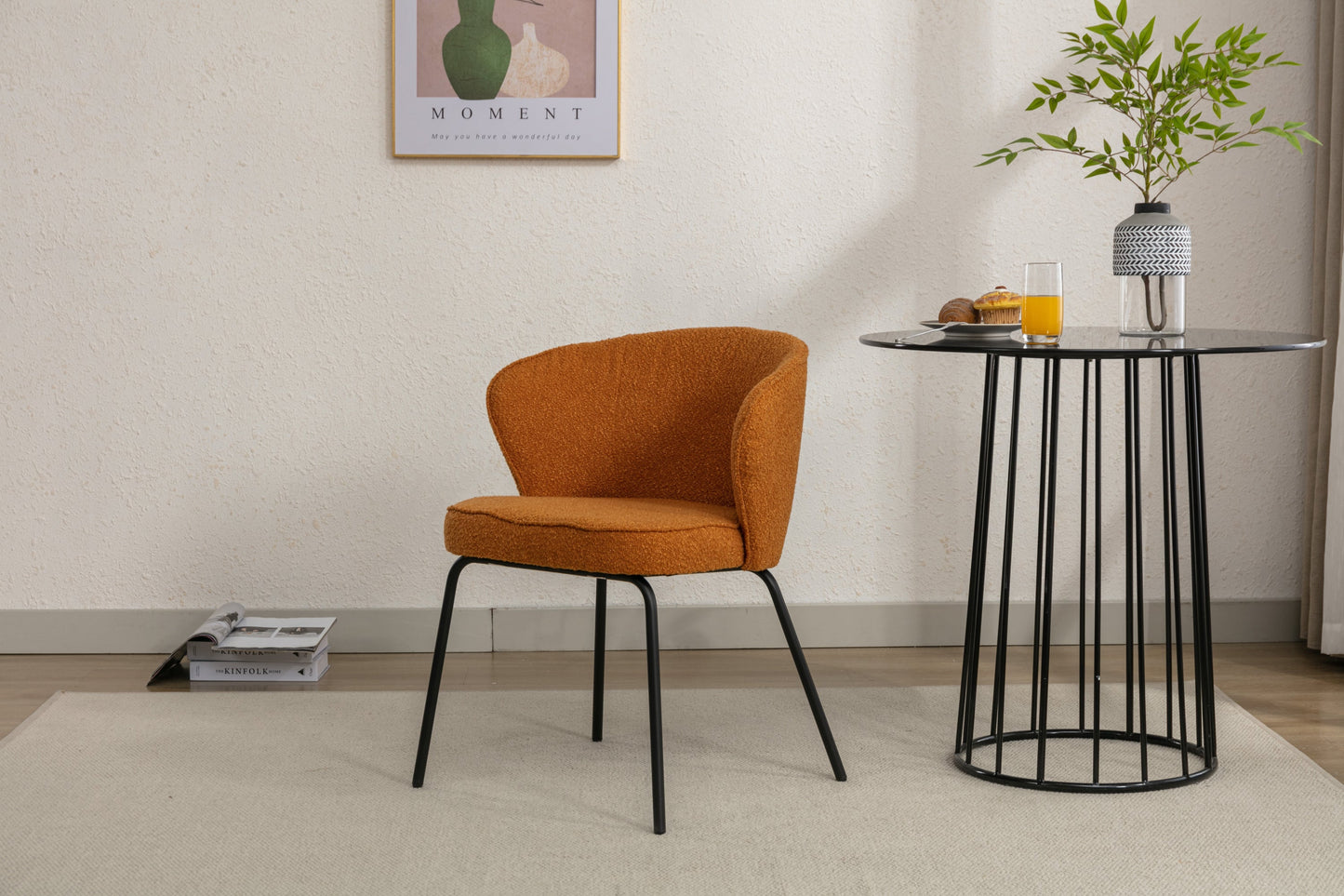 Retro Minimalist Modern Boucle Fabric Dining Chairs