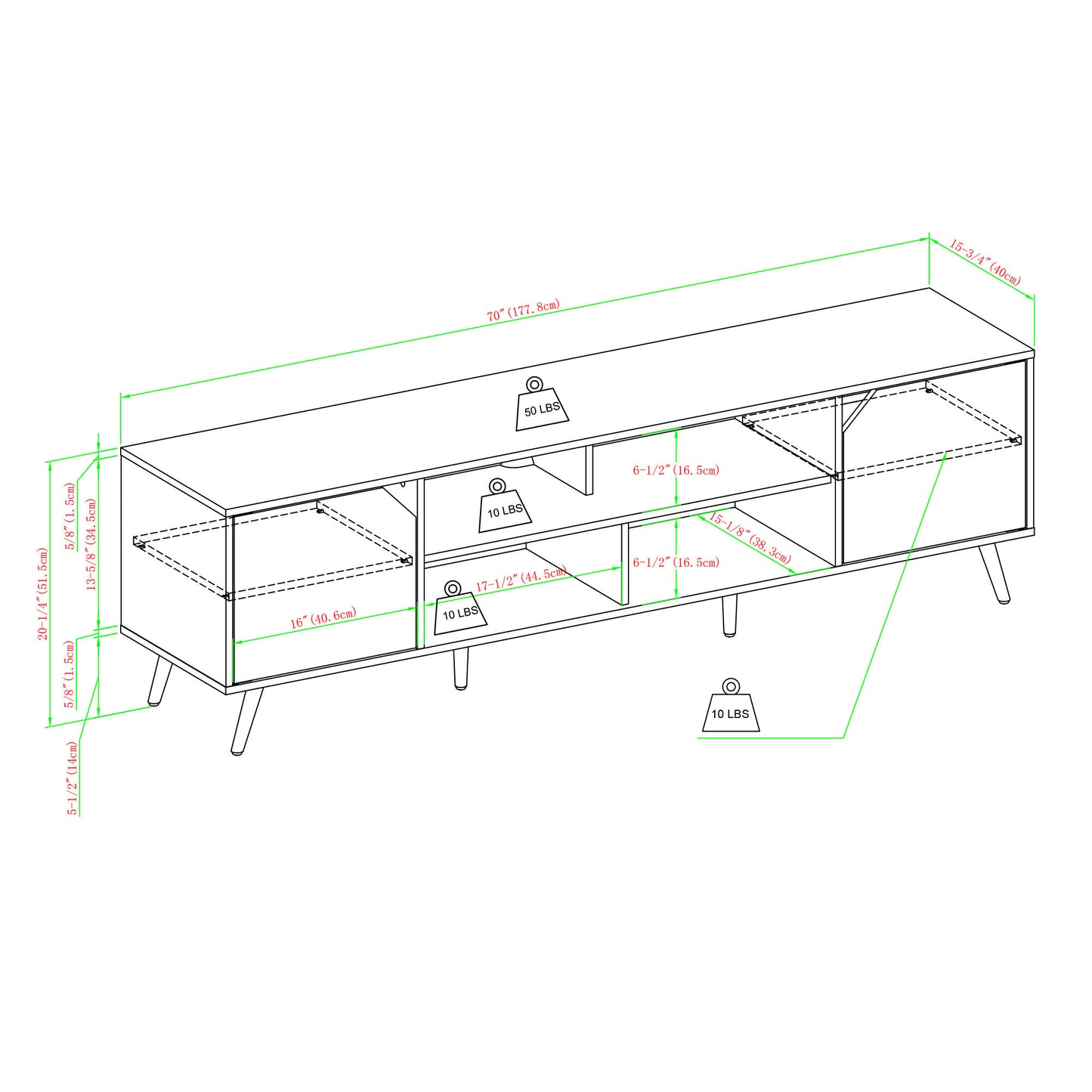 Contemporary 2-Door Minimalist TV Stand for TVs up to 80 inches – Dark Walnut