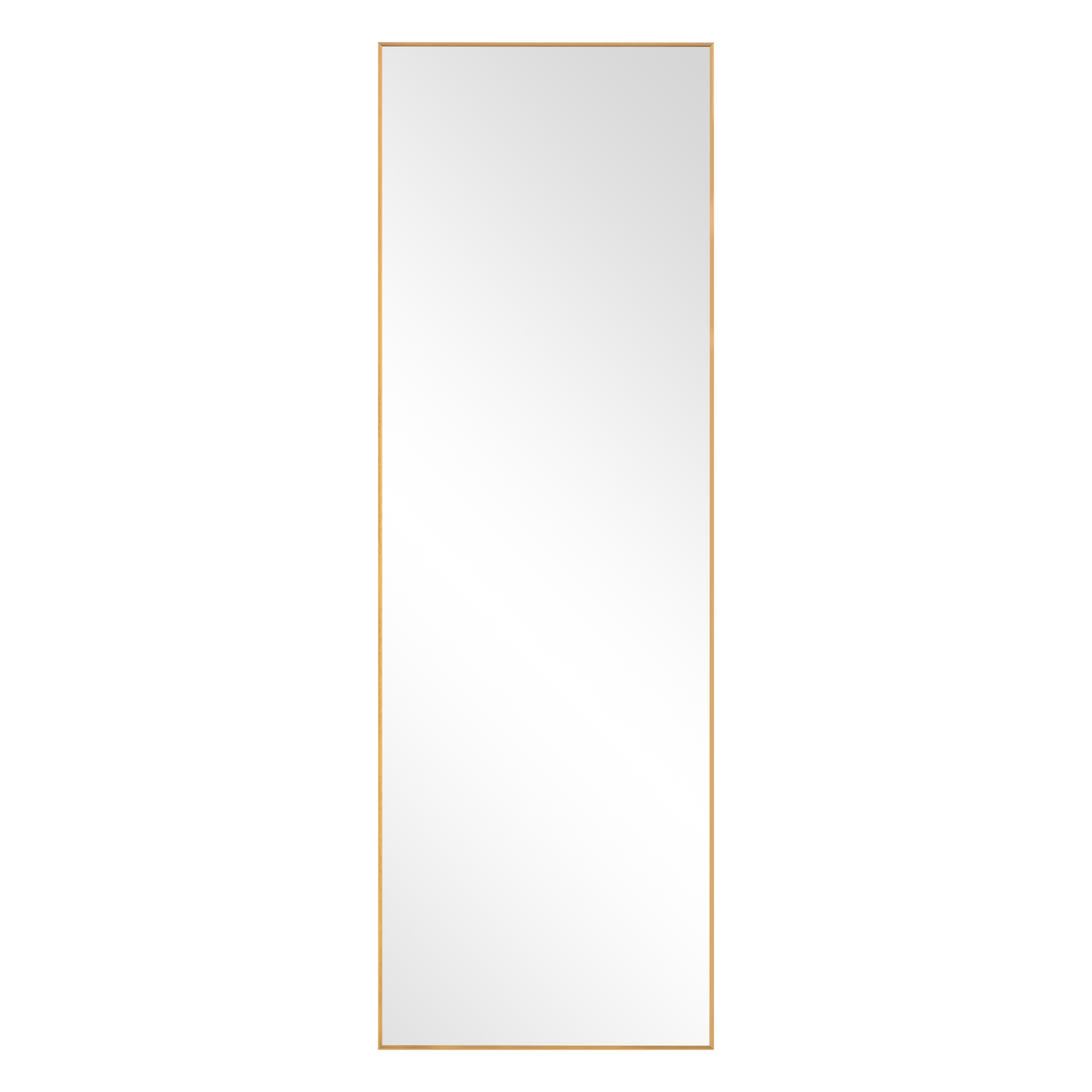 Aluminum alloy thin edged rectangular golden full-length mirror with stand 64 * 21 * 1 inch Bathroom Vanity Mirror for Bedroom Entryway, Living/Dressing Room