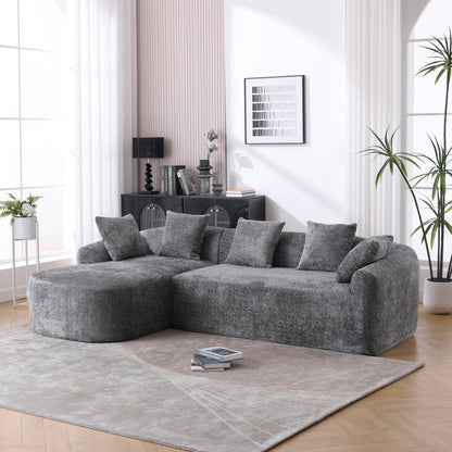 COOLMORE Boucle Sofa 3 Seater for Living Room Oversized Comfy Sofa L-Shape Sofa Couch with Chaise Home Furniture Sleeper Sectional Sofa for Apartment, Office Left Hand Facing (Gray)