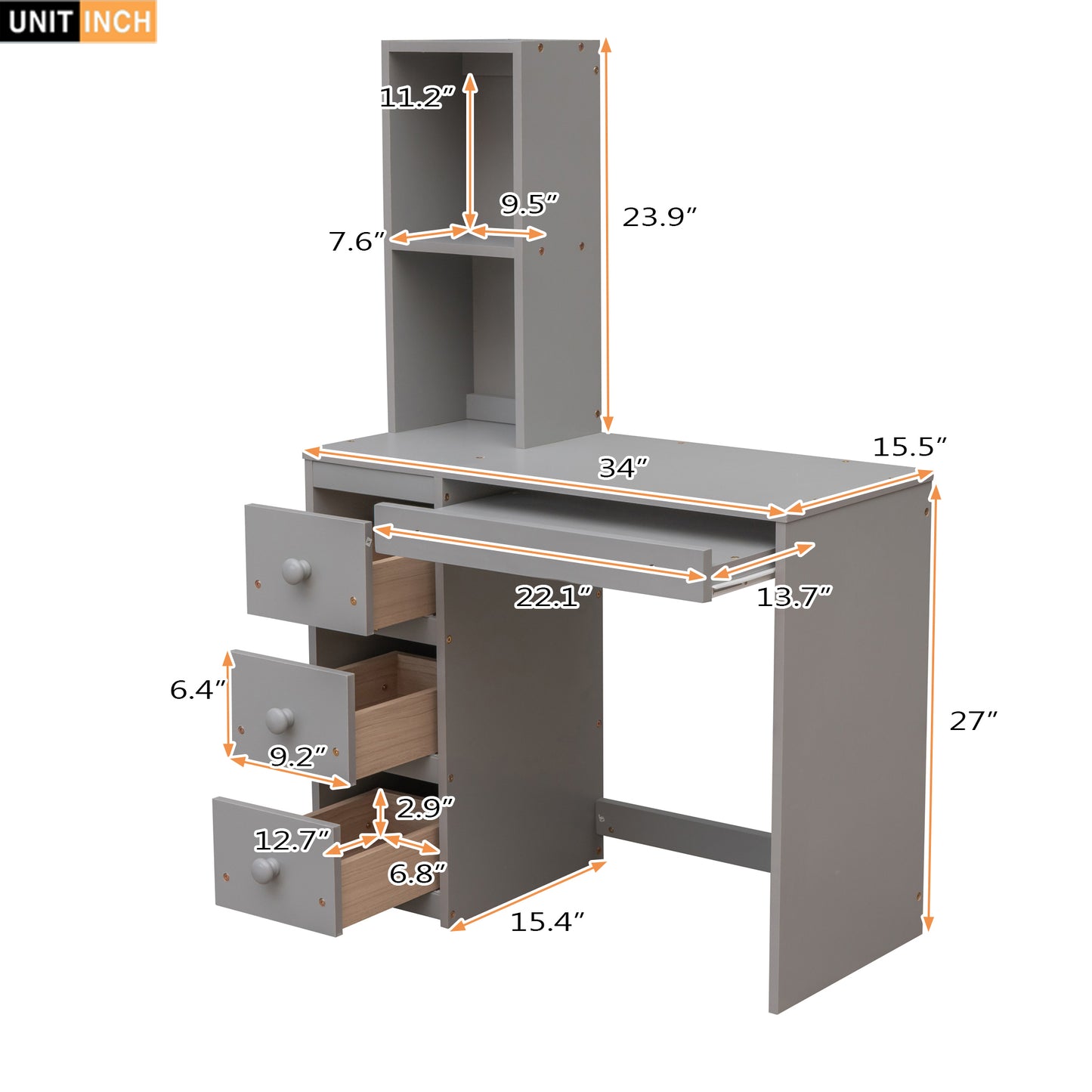 Twin Size Loft Bed with a Stand-alone Bed, Storage Staircase, Desk, Shelves and Drawers, Gray