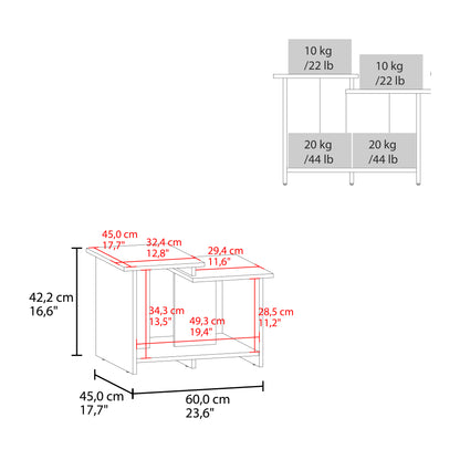 Weman 23.6" W  Coffee Table with Open Shelf Living Room, Home Office Storage White