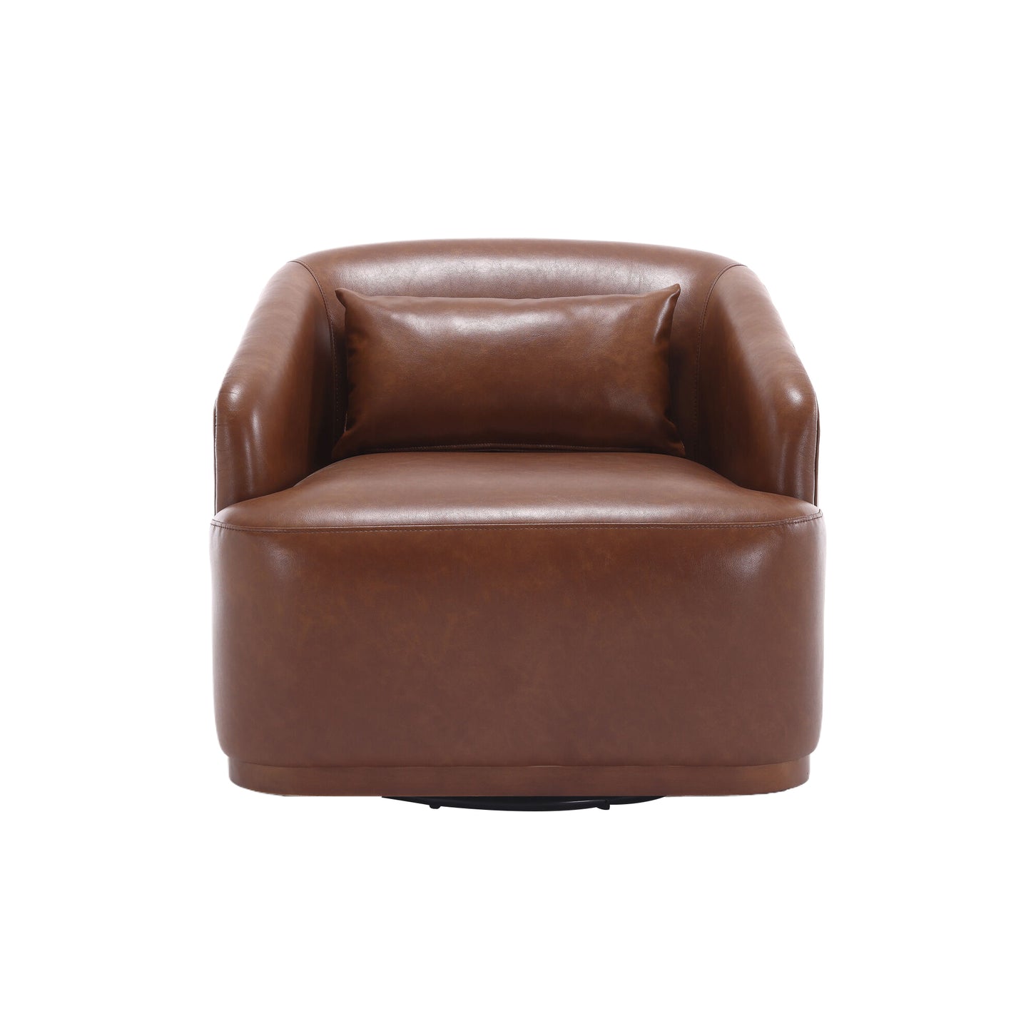 COOLMORE Swivel Barrel Chair, Comfy Round Accent Sofa Chair for Living Room, 360 Degree Swivel Barrel Club Chair, Leisure Arm Chair for Nursery, Hotel, Bedroom, Office, Lounge (Brown PU)