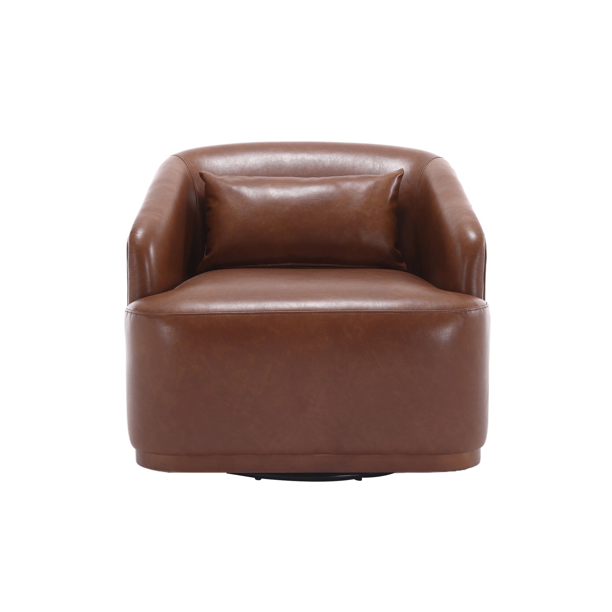 COOLMORE Swivel Barrel Chair, Comfy Round Accent Sofa Chair for Living Room, 360 Degree Swivel Barrel Club Chair, Leisure Arm Chair for Nursery, Hotel, Bedroom, Office, Lounge (Brown PU)