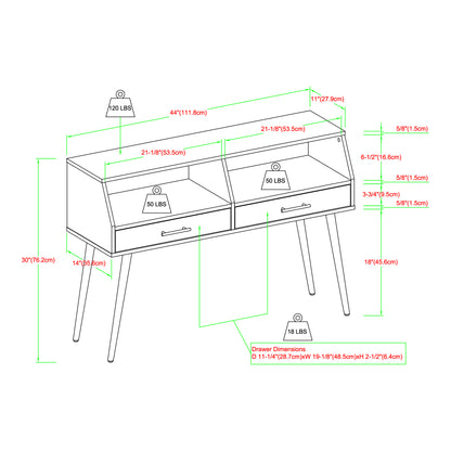 Contemporary 2-Drawer Angled Entry Table – Slate Grey