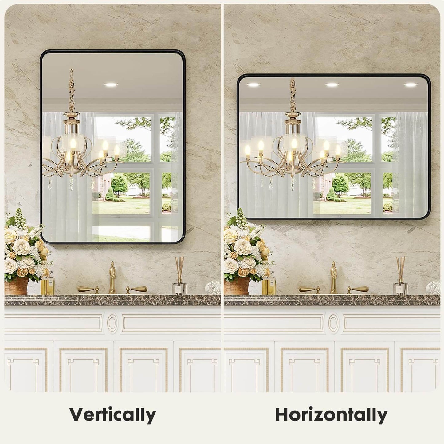 Bathroom Mirror Vanity Mirror for Wall,Aluminum Alloy Framed Wall Mirror Farmhouse,36"×24"