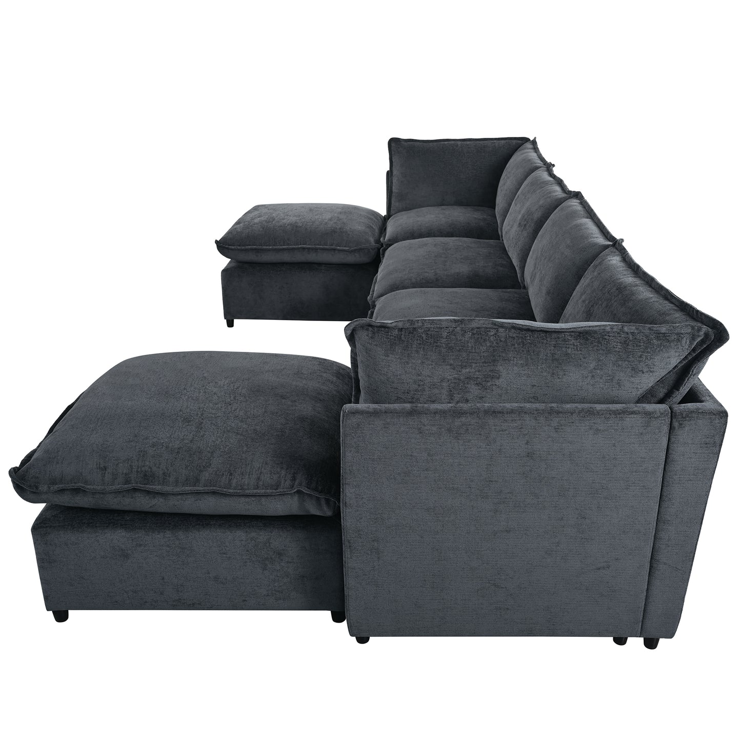 U_Style Modern Large U-Shape Sectional Sofa, 2 Large Chaise with Removable Ottomans, Convertible L-Shape Sectional Sofa with Stylish Piping Design,for Living Room,Spacious Space(Old SKU:WY000351AAE)