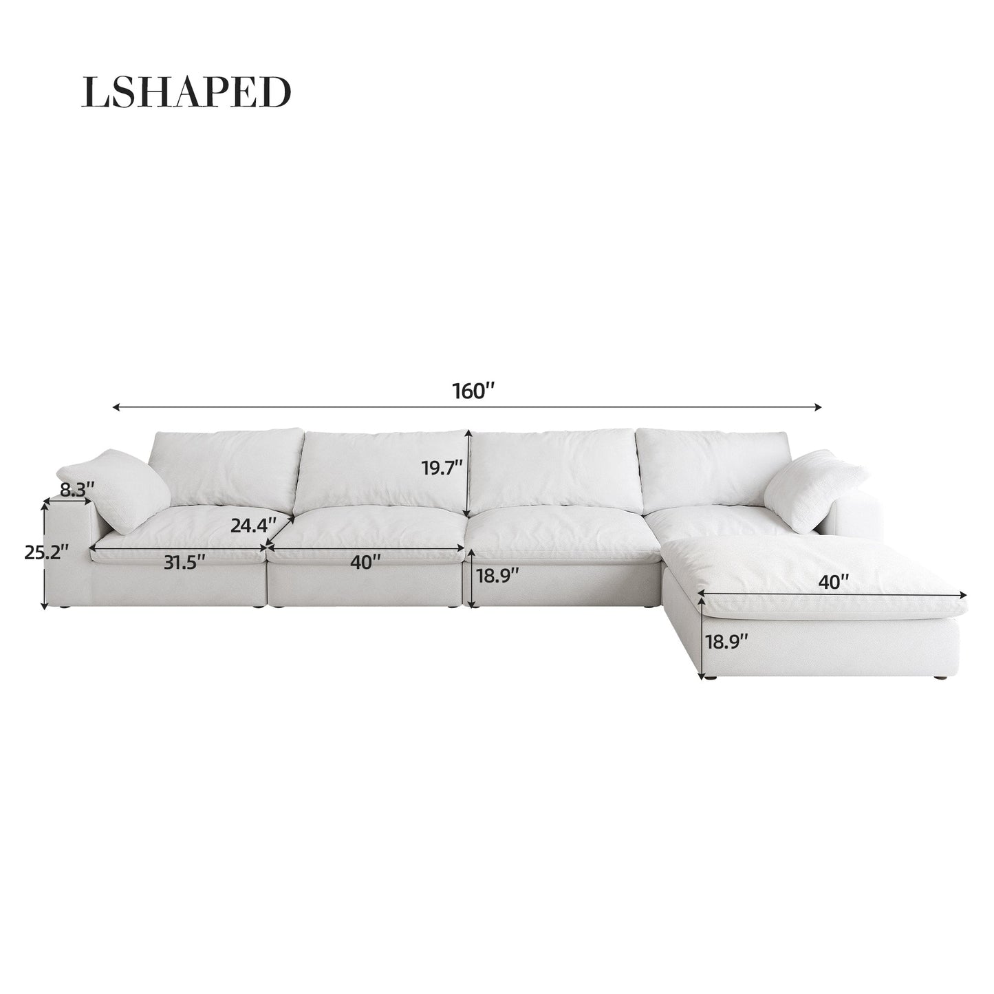 Cloud Modular Sectional Sofa with Storage Ottomans, Down Filled Comfort for Living Room