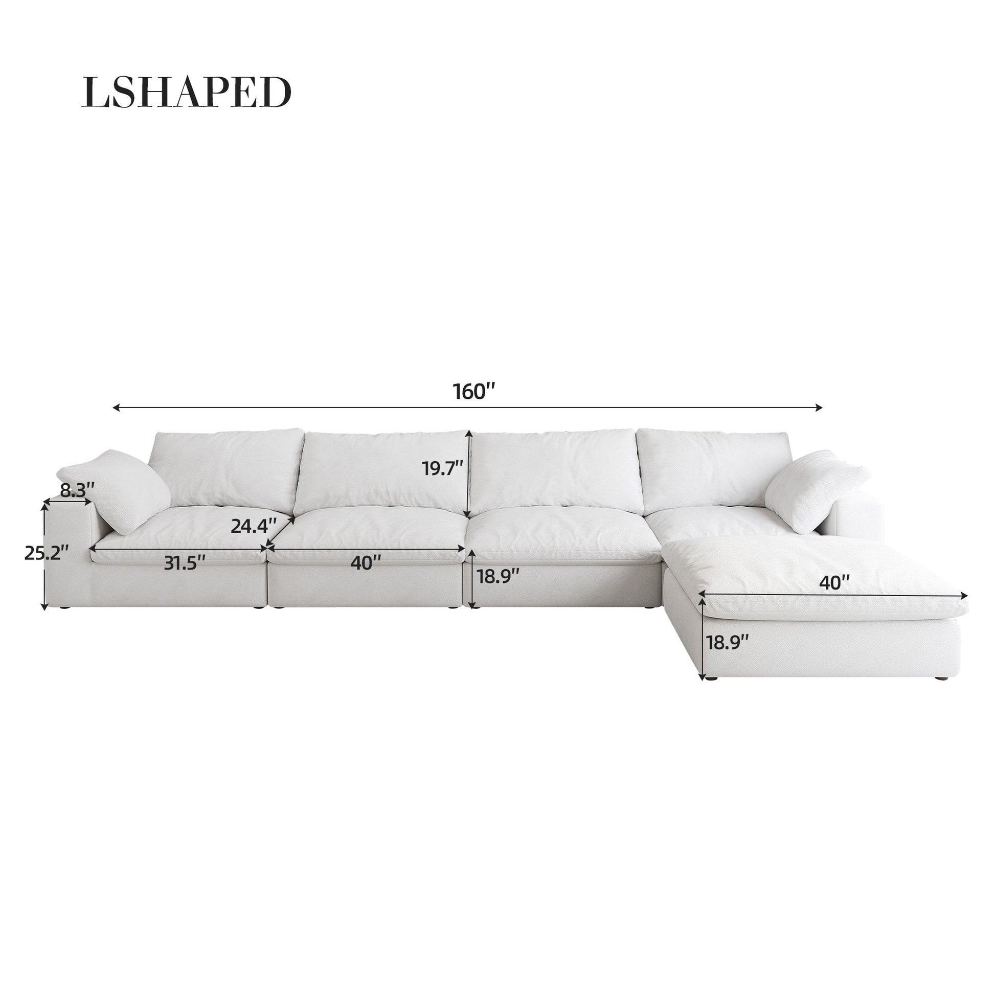 Cloud Modular Sectional Sofa with Storage Ottomans, Down Filled Comfort for Living Room