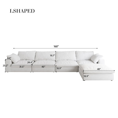 Cloud Modular Sectional Sofa with Storage Ottomans, Down Filled Comfort for Living Room