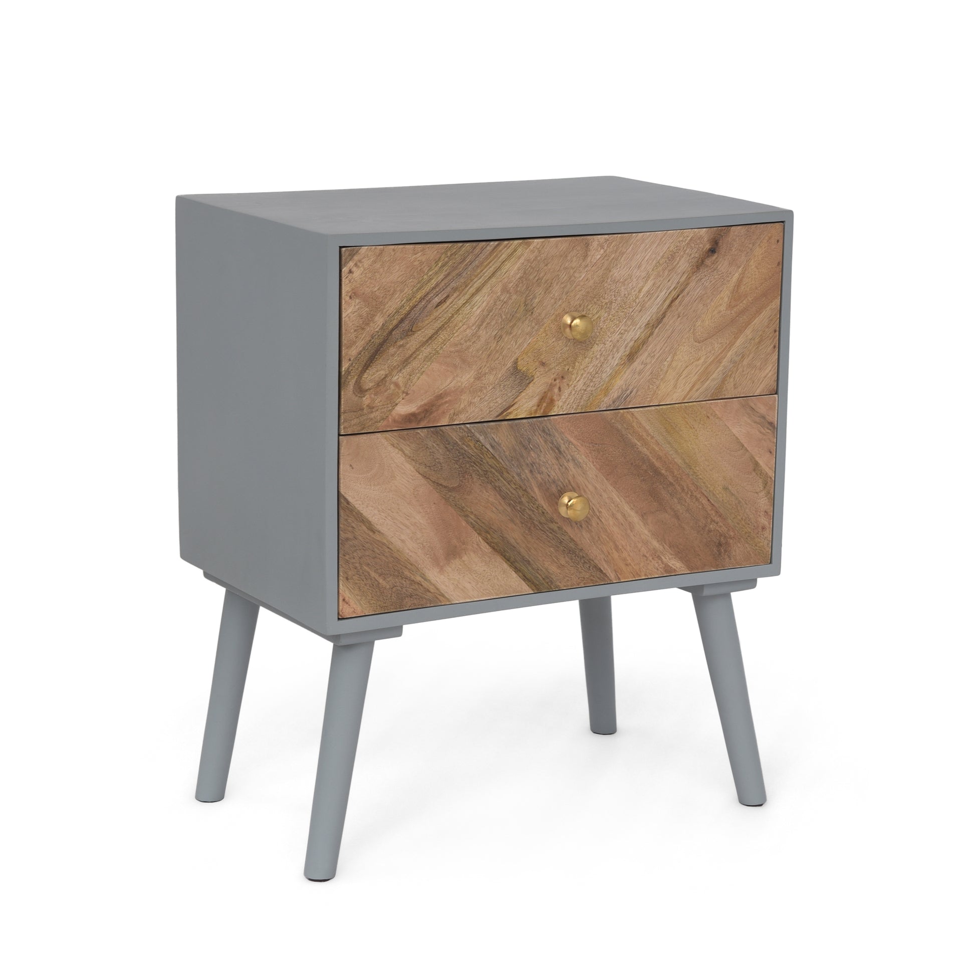 MANGO WOODEN / MDF FITTED 2 DRAWER CABINET- ( KD  LEGS