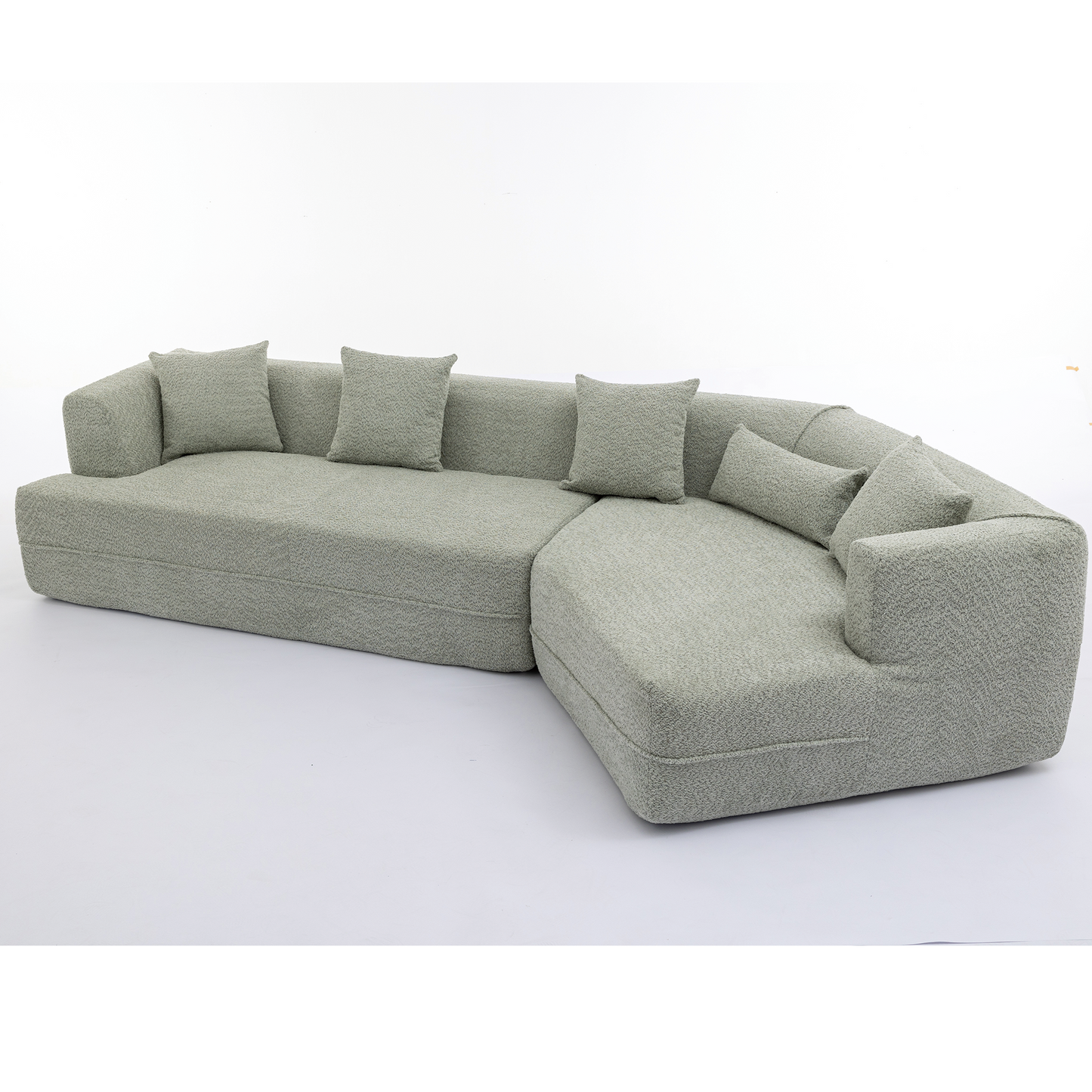 [VIDEO PROVIDED][ New And Upgraded Extended Edition]Modular sofa , modern minimalist style sofa,  upholstered ,  free combination, round fiber fabric, anti-wrinkle fabric,Dimension extension,Green