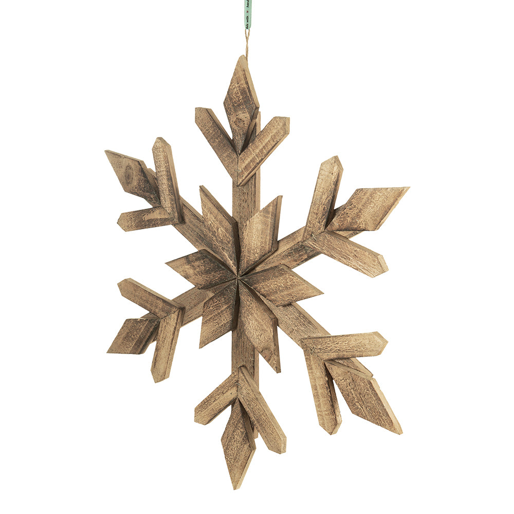 21.7x 21.7" Large Fir Wood Snowflake Ornaments, Hanging Home Decor Accents for Christmas Tree, Wall Art, Holiday Display, Set of 2