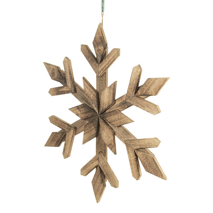 21.7x 21.7" Large Fir Wood Snowflake Ornaments, Hanging Home Decor Accents for Christmas Tree, Wall Art, Holiday Display, Set of 2