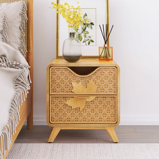 Hand-Carved 2-Drawers Accent Cabinet - Traditional Craftsmanship and Functionality Combined