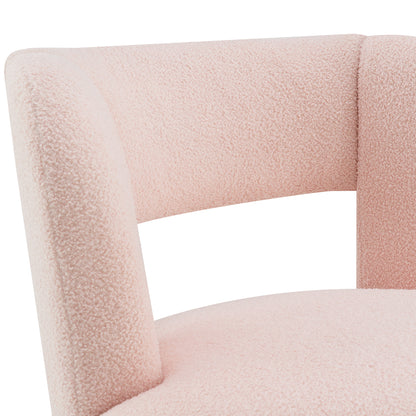 Swivel Barrel Chair with Soft Teddy Fabric, Comfy Round Accent Chair for Living Room.Upholstered Performance Fabric for Living Room Bedroom Reading Waitingroom,1 PC,Teddy Light Pink