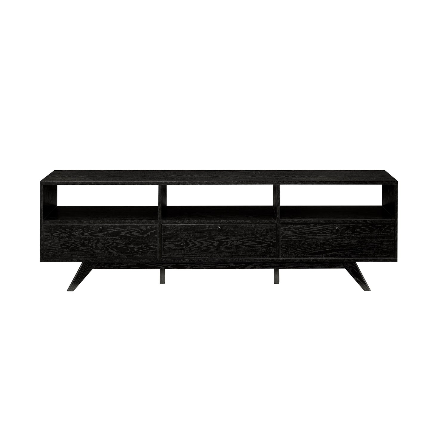 Modern Scandi 3-Door Low Profile TV Stand for TVs up to 80 Inches – Black