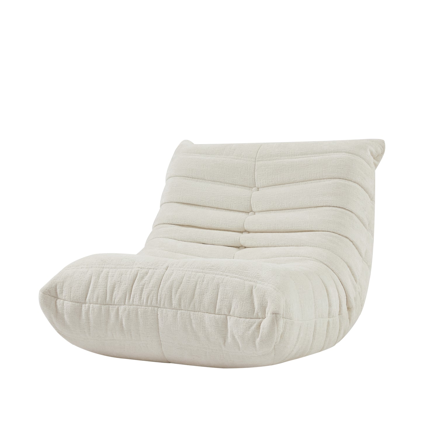 Fireside Chair, Lazy Floor Sofa, Accent Bean Bag Couches, Modern Armless Lounge Chair for Living Room, Apartment, Bedroom, Salon Office (Chenille, White)