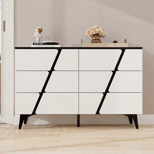 White blister twill modern six-drawer cabinet