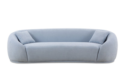 3 seater sofa Modern combination Half Moon casual teddy wool sofa Curved sofa, blue sky