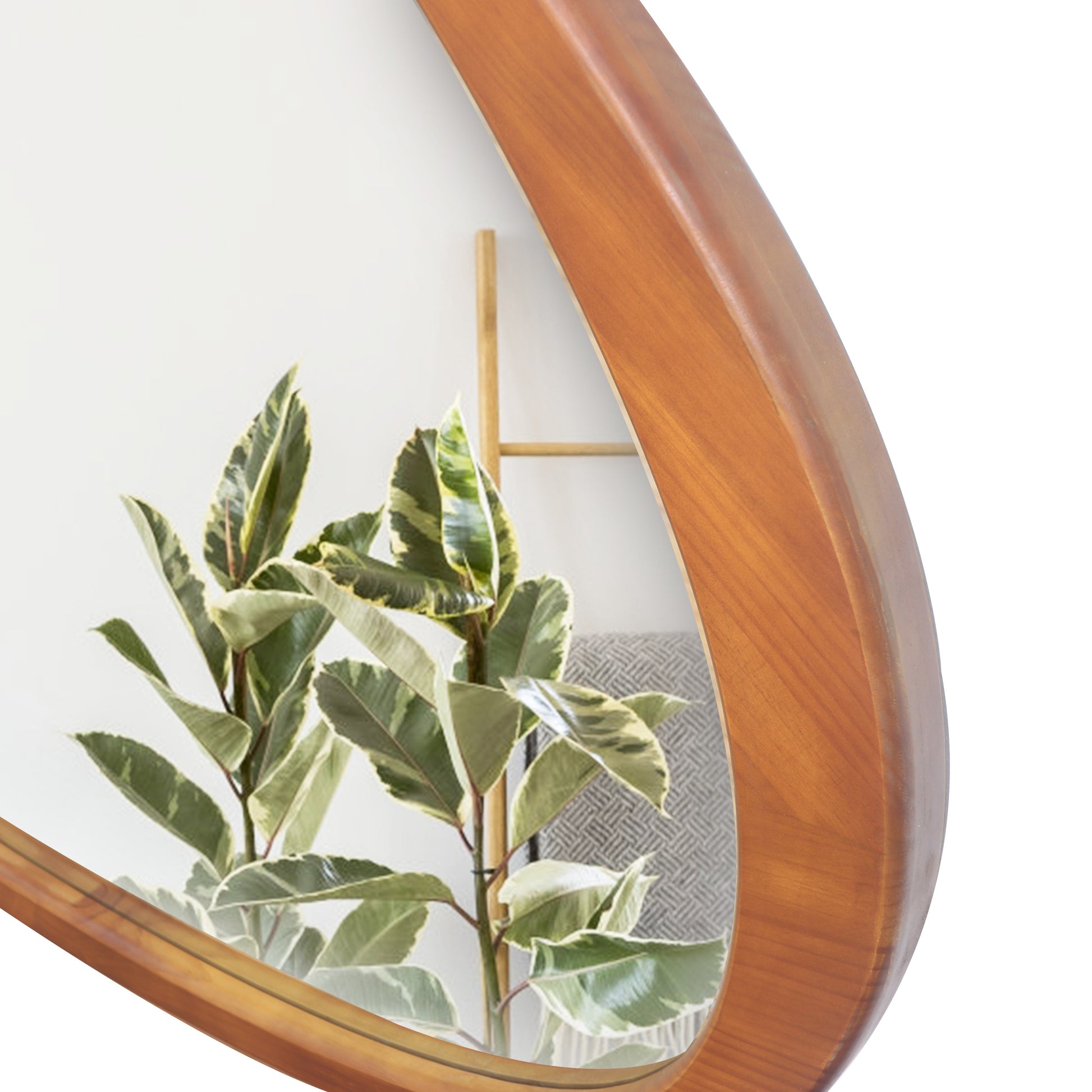 Solid Wood Mirror 45 Inch Asymmetrical Wall Mirror Wooden Framed Mirror Large Sized Dressing Mirror, for Living Room, Bedroom, Bathroom, Hallway or Entry Way