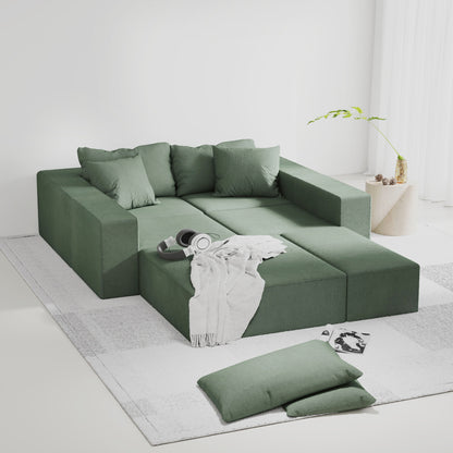 Modern Upholstered Sectional Sofa Couch Set,Modular 132" L Shaped Sectional Living Room Sofa Set With 6 Pillows,Free Combination Sofa Couch for Living Room,Bedroom