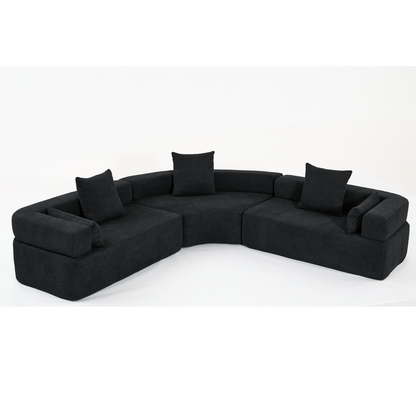 [NEW ARRIVED] [VIDEO PROVIDED]Oversized Combination Sofa,Curved Sofa,Upholstered 4 Seater Couch for Living Room,  Modern Modular 3 Piece Free Combination, Semicircular Modular  Sofa ,  Boucle, Black