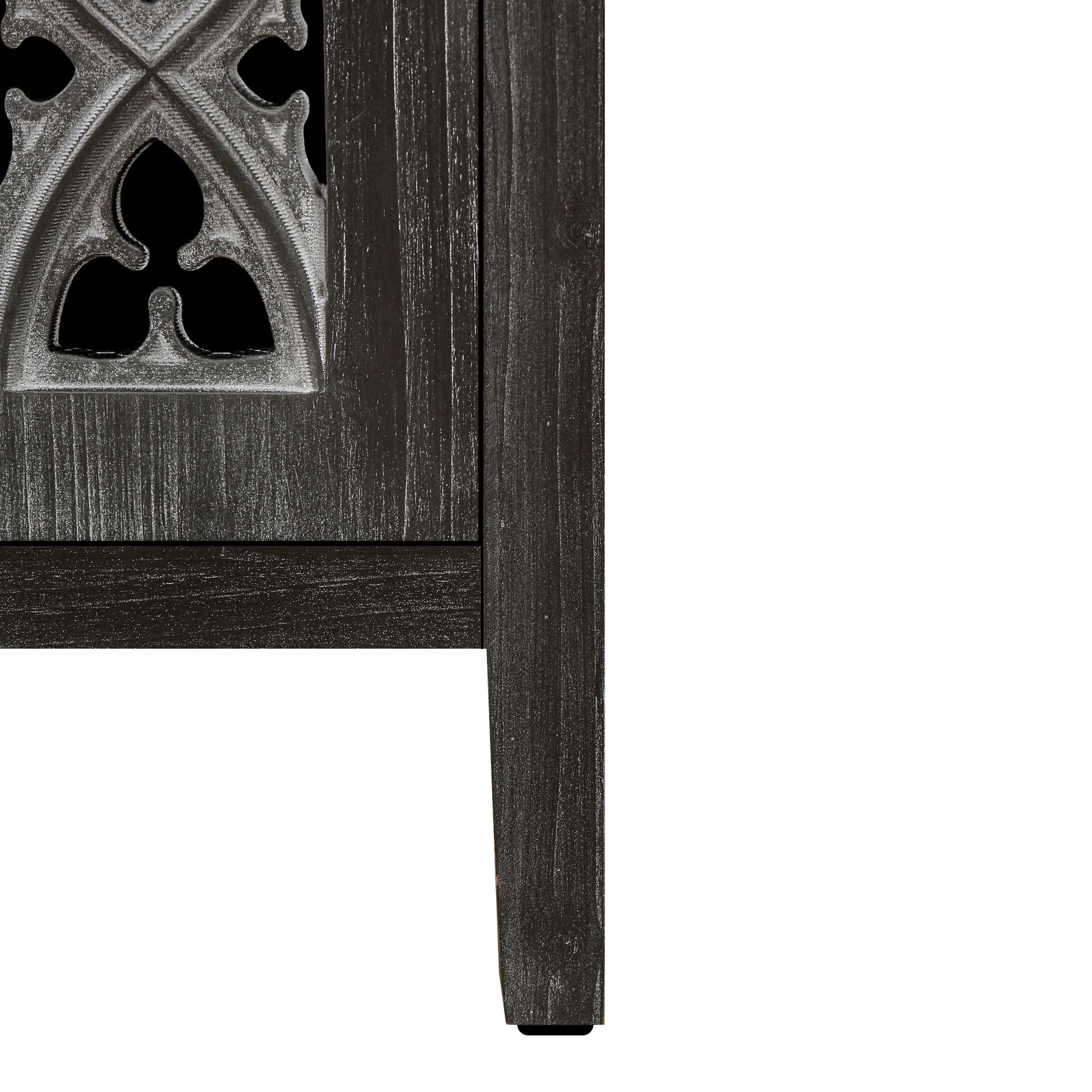 Hollow Four Door Antique Cabinet, American Country Style, Suitable for Living Room, TV Cabinet, Kitchen (Antique Black)