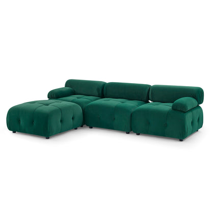 Modular Sectional Sofa, Button Tufted Designed and DIY Combination,L Shaped Couch with Reversible Ottoman, Green Velvet