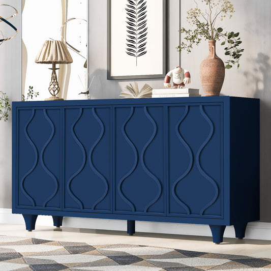 U_STYLE Stylish Storage Cabinet Sideboard Wooden Cabinet with Embossed Curved Doors,Suitable for Living Rooms, Entrance and Study Rooms