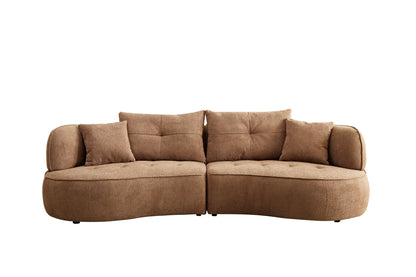 WKS7C Camel color combo sofa with detachable pillows, durable fabric, solid wood frame